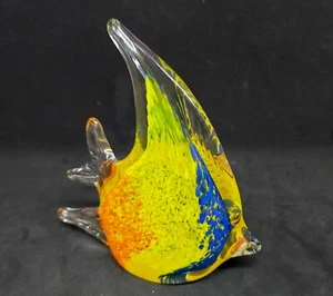 Murano Stil gestreifter Regenbogen Engel Fisch Glas Dekor Briefbeschwerer 5 Zoll - Bild 1 von 4
