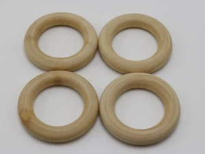 25 Unfinished Natural Untreated Plain Wooden 40mm(1.6") Wood Round Ring DIY - Picture 1 of 3
