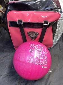 Pre drilled 12# Walt Disney Minnie Mouse Brunswick Bowling Ball Strike Force Bag - Picture 1 of 6