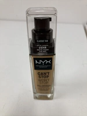 New NYX Can't Stop Won't Stop Full Coverage Foundation CSWSF12 Classic Tan - Image 1 of 2