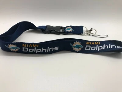 Miami Dolphins Lanyard ID Badge Key Chain Clip Face Mask Holder Strap Saver - Image 1 of 4