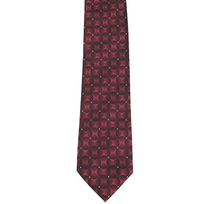 Corbata John Ashford Estampado Geométrico Rojo Oscuro, Blanco y Negro Usada en Excelente Condición Foto 1 de 4