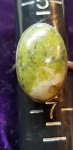 CMP ZUNI Charles and Mary Poncho VINTAGE SILVER OVAL GREEN JADE ADJUSTABLE RING - Picture 1 of 9