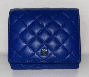 Carolina Herrera Blue Quilted Wallet, Small - Picture 1 of 6