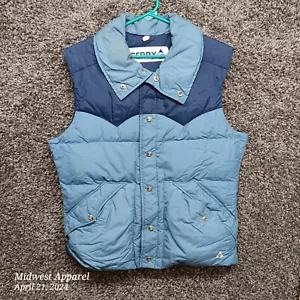 Vintage Gerry Goose Down Puffer Vest Men Medium Blue Snap Close USA Made - Picture 1 of 12