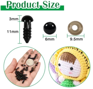 6mm Black Plastic Safety Eyes with Washers for Stuffed Animal Amigurumi Making - Picture 1 of 4