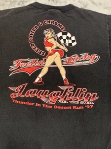 Vintage Race Rock Shirt Mens Large Black Pinup Girl Short Sleeve Tee 90's USA - Picture 1 of 12