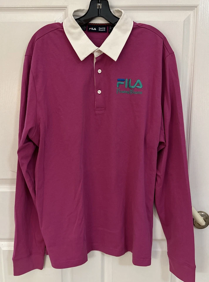 90s Style FILA x ROWING BLAZERS Iconic Retro Rugby Long Sleeve Polo Shirt - XL - Image 1 of 4