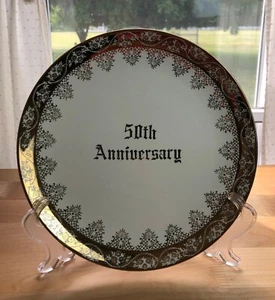 vtg Hand Decorated 50th Anniversary Plate 22K Gold Bone China 10 1/8" USA - Picture 1 of 8