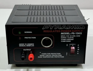 PYRAMID PS-15KX Regulated 12 Amp Power Supply Low Ripple - Cigarette Lighter - Zdjęcie 1 z 18