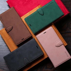 Retro Echtes Echtes Leder Flip Wallet Handyhülle Abdeckung Für Samsung Galaxy - Bild 1 von 16