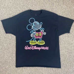Disney Mickey Mouse Glow-In-Dark Shirt Adult 2XL Black Short Sleeve Tee Pullover - Picture 1 of 13