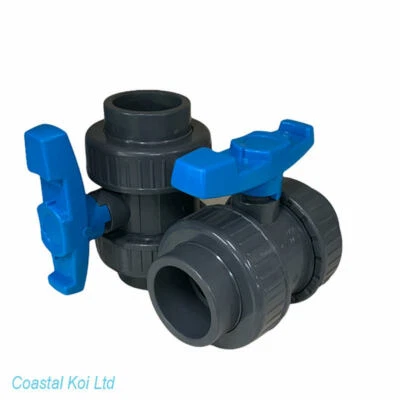 AQUA 2 x 1" ,11/2",2",3" or 4" DOUBLE UNION BALL VALVES KOI POND FITTINGS PLUMBING