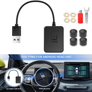 USB TPMS Tire Pressure Monitoring System Alarm + 4 External Sensors for Android - Picture 1 of 10