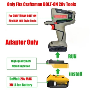 1 Adapter for DeWalt 20V XR Battery to Power for Craftsman 20V BOLT-ON Type Tool - Picture 1 of 3