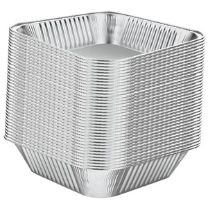 50 Pcs Disposable Aluminum Tin Foil Baking Pans Bakeware Square 8'' X 8'' X - Picture 1 of 8