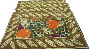 Pottery Barn Fruit Block Print Placemats Reversible 19.5" X 13" 100% Cotton X 4 - Picture 1 of 4