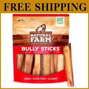 All-Natural Jumbo Bully Sticks - 6 Inch, 12 Pack, Grain-Free - Picture 1 of 11
