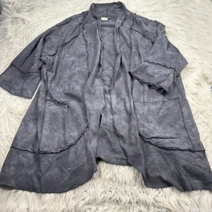 Focus Damen XL grau leichte Baumwolle Long Line Strickjacke Shirt Lagenlook - Bild 1 von 5