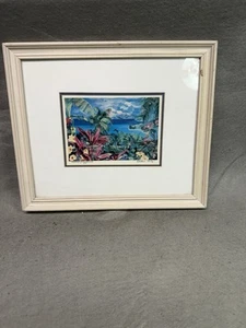 VTG 6 3/4" X 4" PRINT "MACAWS PLAYGROUND" EILEEN SEITS MATTED, FRAMED & SIGNED - Picture 1 of 5