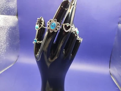 LOTE de anillos de aspecto turquesa plateado talla 6 a 7 Foto 1 de 4