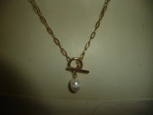 BELIEVE FRESHWATWE CULTURE PEARL PENDANT 14K GFP GOLD TONE CHAIN NECKLACE #3/14 - Bild 1 von 5