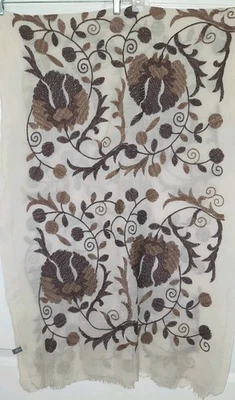 ANU 100% Wool Wrap Shawl Rectangular 24.5"x74" Browns - Image 1 of 4