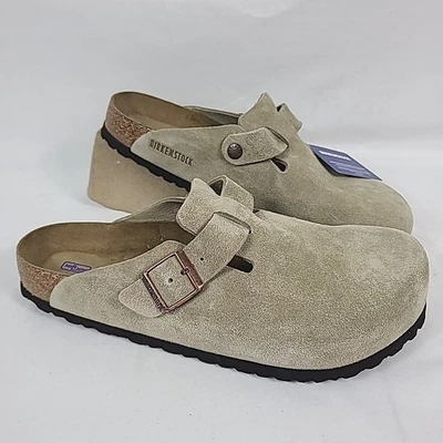 NUEVO Birkenstock Boston BS Cuero Gamuza Suave Plantilla Taupe Talla 44, EE. UU. M 11 Foto 1 de 4