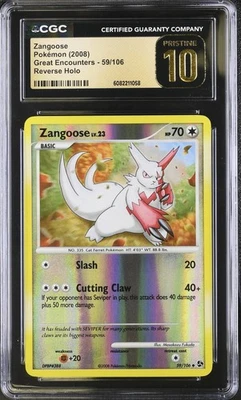 CGC Pristine 10 Zangoose 59/106 Reverse Holo Great Encounters Pokémon Card - Image 1 of 2