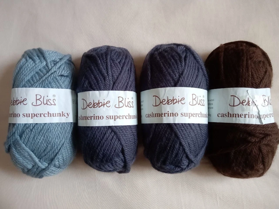 A set of Debbie Bliss Cashmerino Superchunky 100g balls x 4 (400g), 3 colours - Image 1 of 4