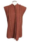 Gilet cardigan vintage laine plus 2 x rouille orange tricot câble sans manches