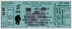 1 BOLETO DE CONCIERTO COMPLETO DE LOS BEATLES 1964 Jacksonville, FL reimpreso laminado - Imagen 1 de 1