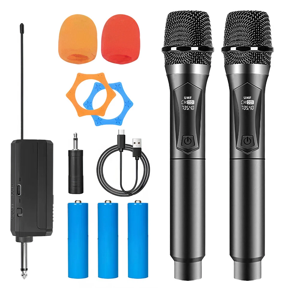 2025 Neue Wireless Mikrofon Kabellos Systemverbund Mikrofone Karaoke Receiver x2 - Bild 1 von 4