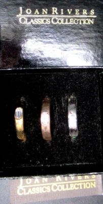JOAN RIVERS Juego de 3 Anillos de Banda de Cristal Apilables Talla 6 ¡Nuevo en Caja Original! Foto 1 de 4