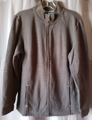 Suéter KAREN SCOTT SPORT Gris Cremallera Completa Tejido Simulado Cuello Bolsillos Para Mujer Grande Foto 1 de 4