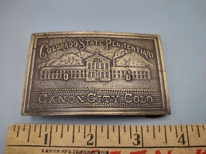 Vintage Colorado State Penitentiary Canon City Brass Belt Buckle E.Gaylord & Co - Picture 1 of 3
