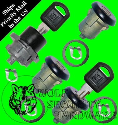 Chevy Astro GMC Safari 96-00 OEM 4 Door Key Lock Cylinder Set Black 2 GM Keys - Image 1 of 2