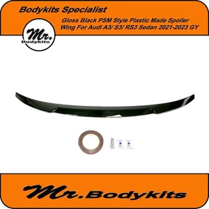 Gloss Black Painted PSM Rear Boot Spoiler For Audi A3/S3/RS3 Sedan 2021-2023 GY - Picture 1 of 8