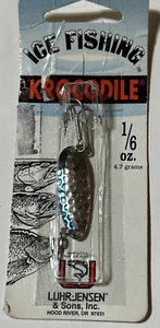 Vintage    LUHR JENSEN   Ice Fishing    KROCODILE   Hammered  Chrome / Neon Blue - Picture 1 of 3