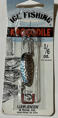 Vintage    LUHR JENSEN   Ice Fishing    KROCODILE   Hammered  Chrome / Neon Blue - Image 1 of 3