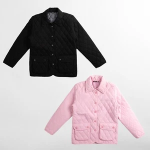 Light Weight Quilted Women Jacket Coat In Black Or Pink - Haymarket - Picture 1 of 9