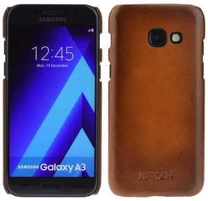 Samsung Galaxy A3 (2017) Leather Hard Case Mobile Phone Protective Cover in Burned Brown - Picture 1 of 3