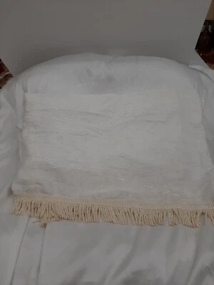 Cenefa bufanda botín ventana descontinuada Croscill 45 X 216 blanco beige flecos Foto 1 de 4