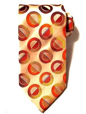 Steve Harvey Collection All Silk Hand Made Men’s Tie Necktie Orange Circles - Image 1 of 4