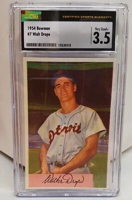 1954 Bowman CSG 3.5 Very Good+   #7 Walt Dropo Detroit Tigers Baseball  - Image 1 of 4