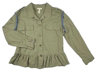 Chaqueta Militar MATILDA JANE Mujer XL Verde Floral Retazos Flecos Boho Foto 1 de 4