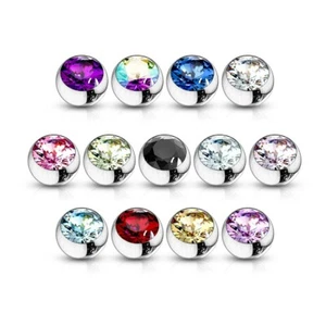 Spare Crystal Balls - Belly / Nipple / Tragus / Labret / Eyebrow / Tongue Bars - Picture 1 of 10