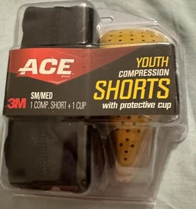 Nuevo en paquete Pantalones Cortos de Compresión ACE Juvenil con Copa Protectora Talla Pequeña/Mediana - Imagen 1 de 3