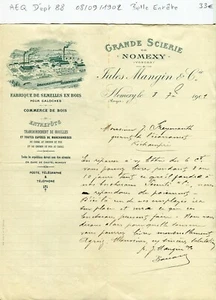 Dépt 88 - Nomexy - Belle Entête Secteur d'une Grande Scierie du 08/09/1902 - Picture 1 of 1