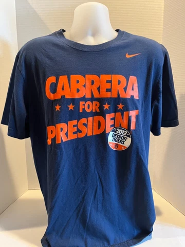 Detroit Tigers Miguel Cabrera T Shirt Nike Cabrera For President 2012 Mens XL Cover